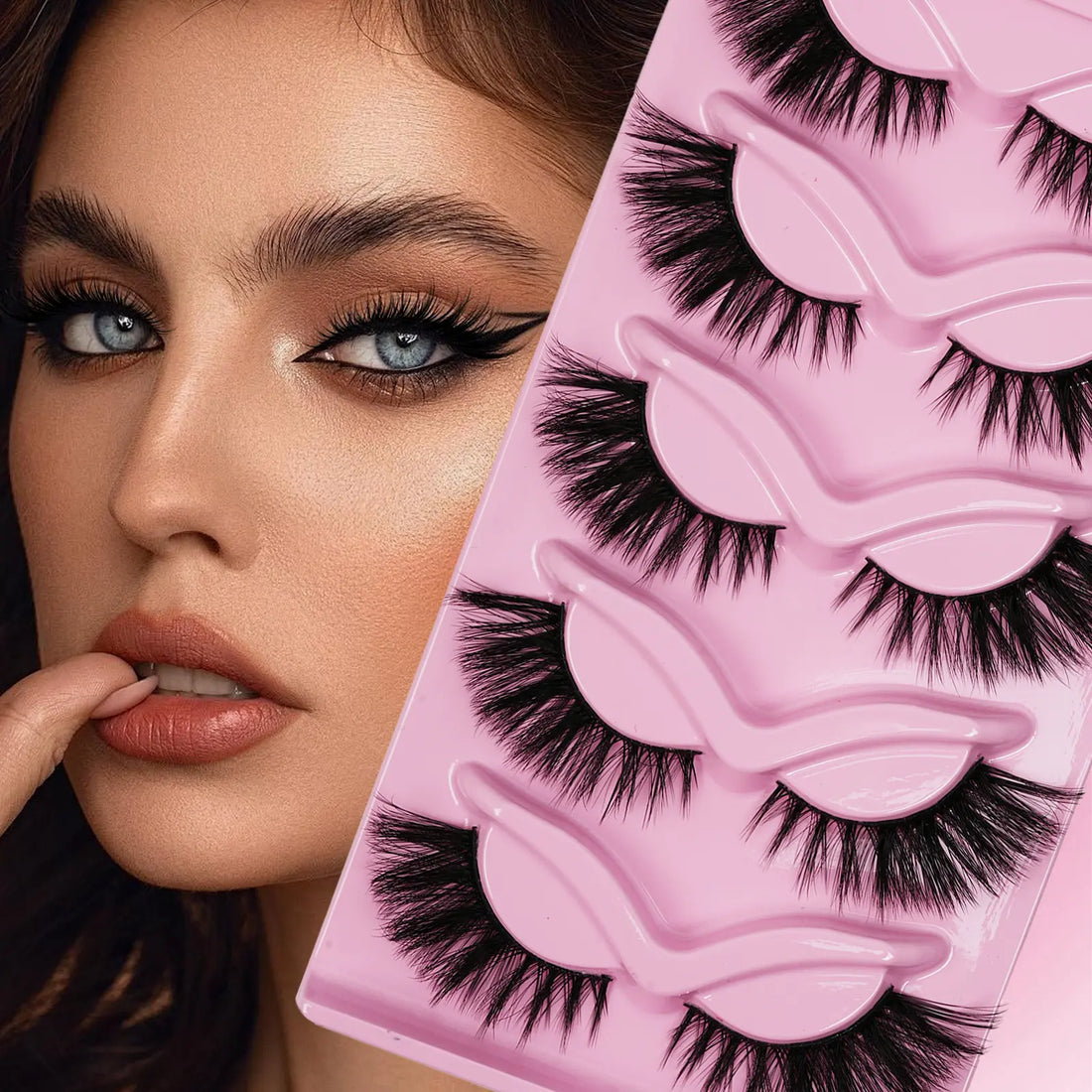 5 Pairs Fluffy Volume False Eyelashes Set with Lash Brush
