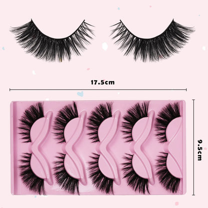5 Pairs Fluffy Volume False Eyelashes Set with Lash Brush