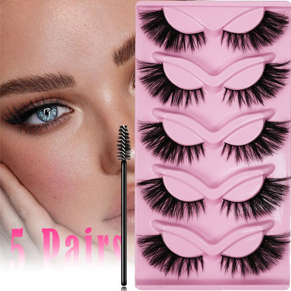 5 Pairs Fluffy Volume False Eyelashes Set with Lash Brush