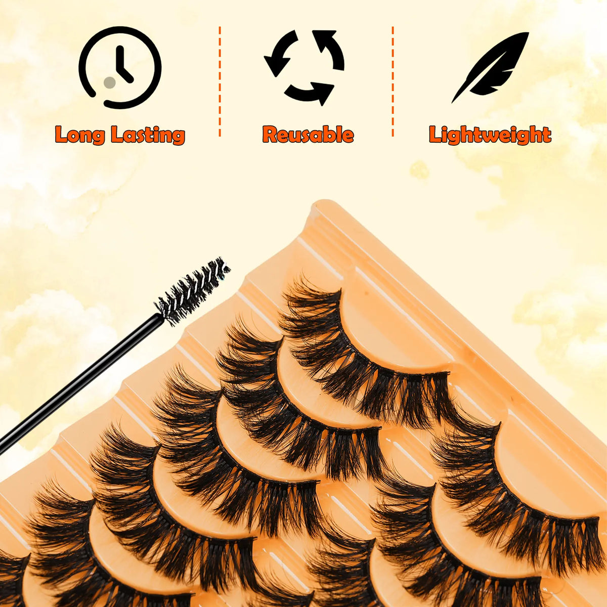 10 Pairs Fluffy and Volume False Eyelashes Set with Lash Brush