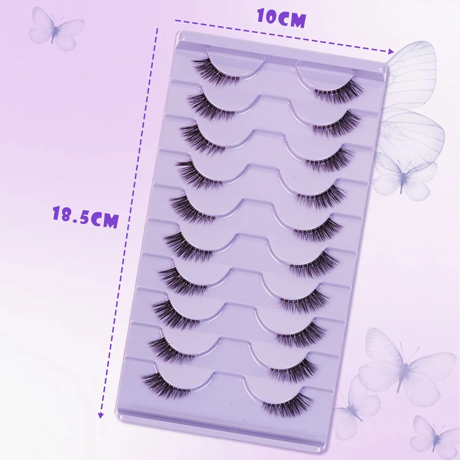 10 Pairs Natural False Eyelashes Set with Lash Brush