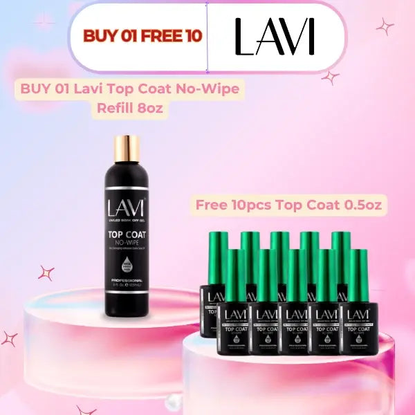 Lavi Top Coat No-Wipe Refill 8oz, Buy 01 Get 10 Lavi Top Coat No-Wipe 0.5oz FREE
