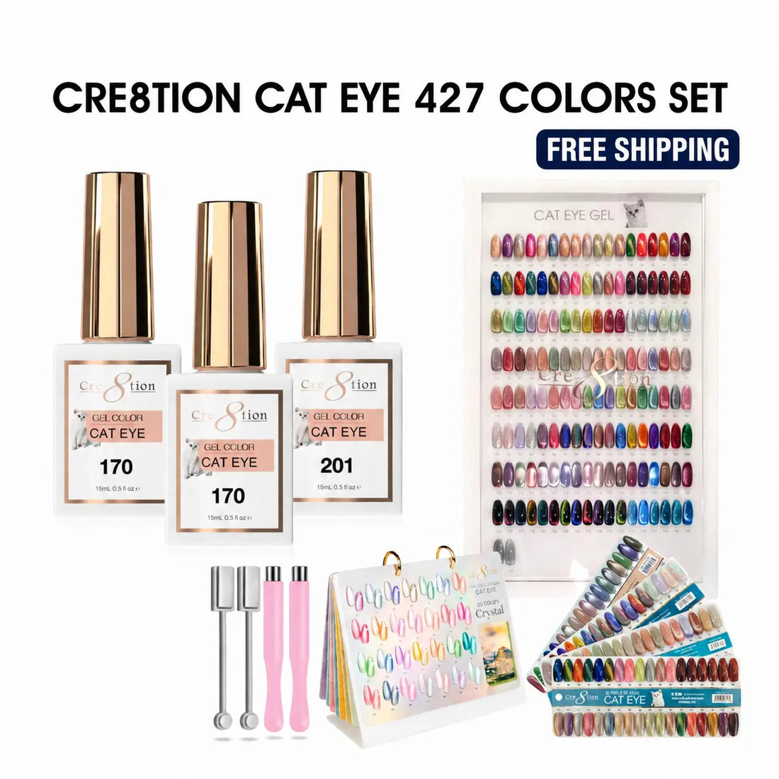 Cre8tion Cat Eye Gel Full Set - 427 Colors