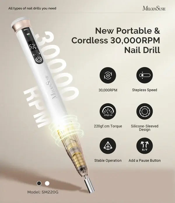 SM220G Pen-Shaped Rechargeable Nail Drill 30,000RPM