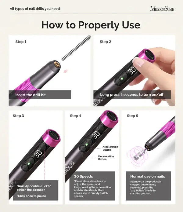 PM180G Pen-Shaped Ultra-Slim Rechargeable Nail Drill 30,000RPM