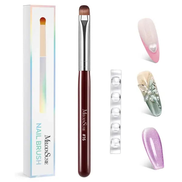 French Manicure with Rosewood Handles Nail Brush Set with Brush Holder - Sizes 
