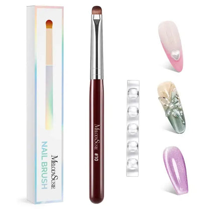 French Manicure with Rosewood Handles Nail Brush Set with Brush Holder - Sizes 