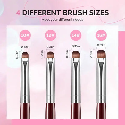 French Manicure with Rosewood Handles Nail Brush Set with Brush Holder - Sizes 