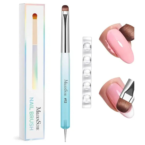 Dual-Ended French Nail Brush and Dotting Pen Set with Brush Holder - Size 