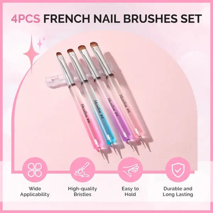 Dual-Ended French Nail Brush and Dotting Pen Set with Brush Holder - Size 