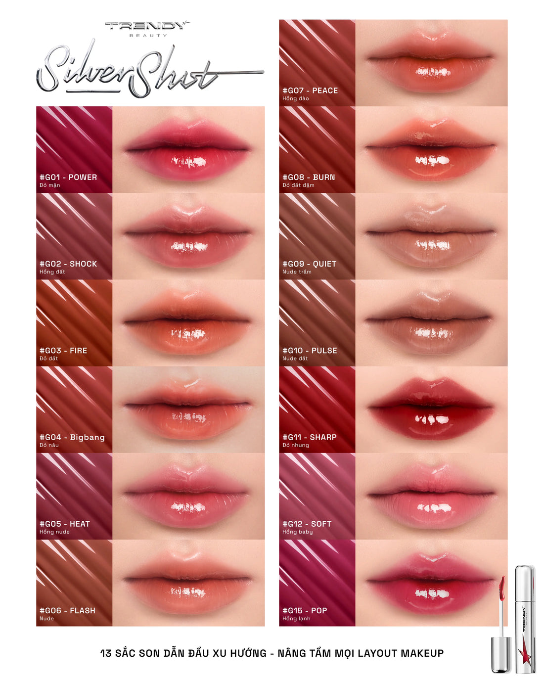 Son bóng Trendy Beauty Silver Shot Lips Gloss Collections - 13 colors