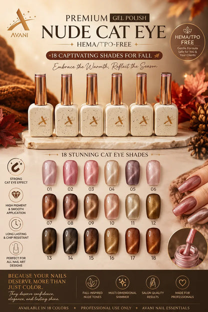 AVANI Premium Cateye Gel Fall Collection Nude Shades HEMA/TPO-Free (18 colors)