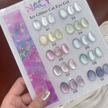 Nacy Full Set Ice Glitter Cat Eye 10 Colors / Free Color Chart Display