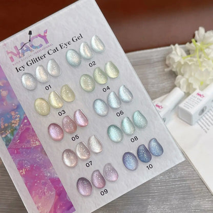 Nacy Full Set Ice Glitter Cat Eye 10 Colors / Free Color Chart Display