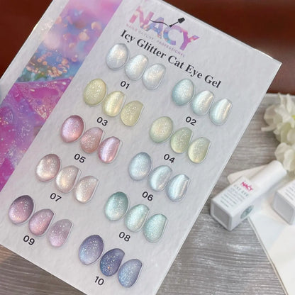Nacy Full Set Ice Glitter Cat Eye 10 Colors / Free Color Chart Display