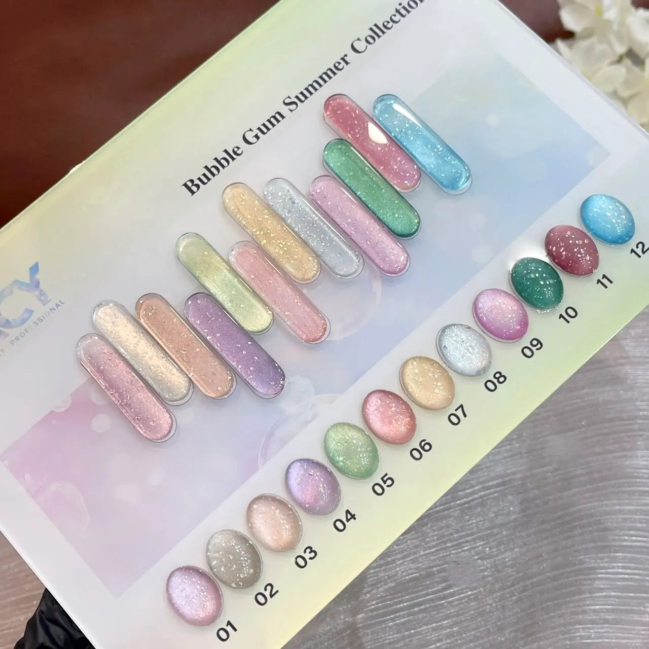 Full Set Nacy Bubble Gum Cat Eye Gel 0.5oz - 12 Colors / Free Chart Display &amp; Magnet