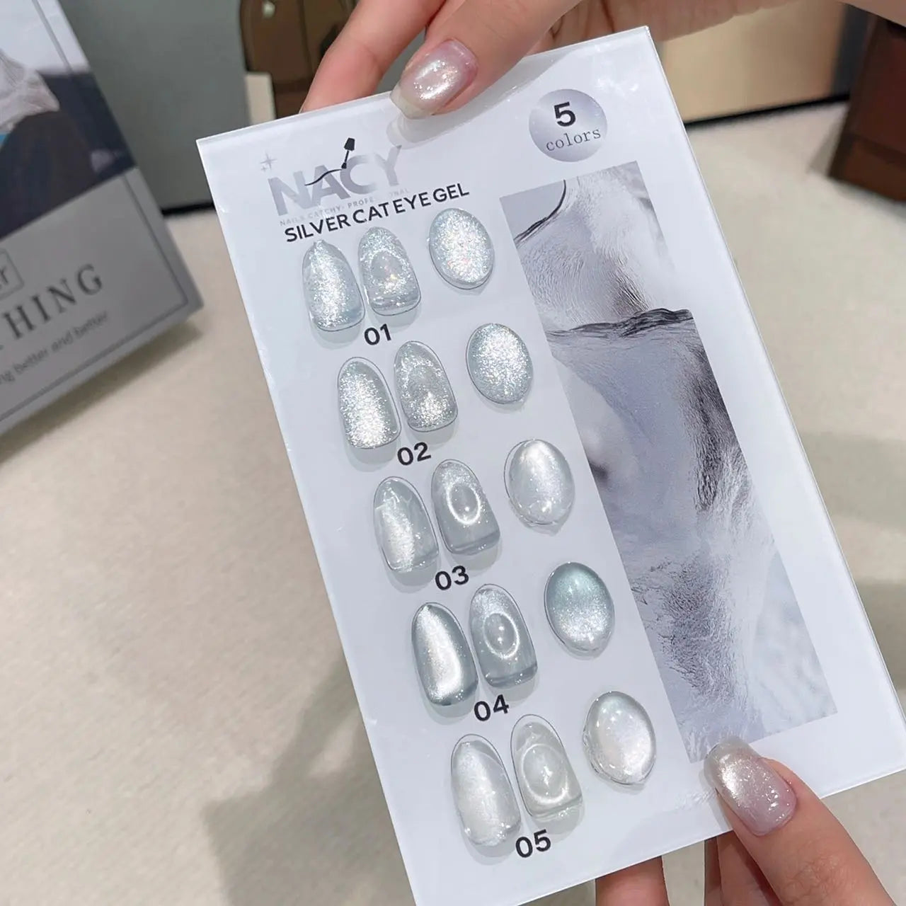Nacy Silver Moon Cat Eye Gel set 5 Colors / W Color Chart
