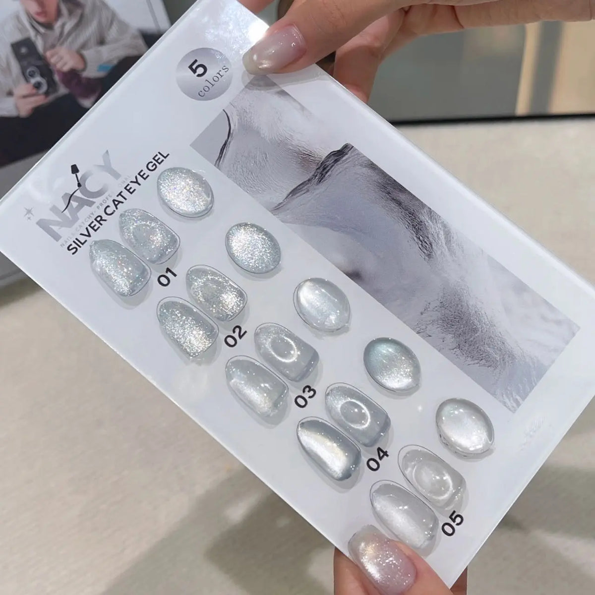 Nacy Silver Moon Cat Eye Gel set 5 Colors / W Color Chart