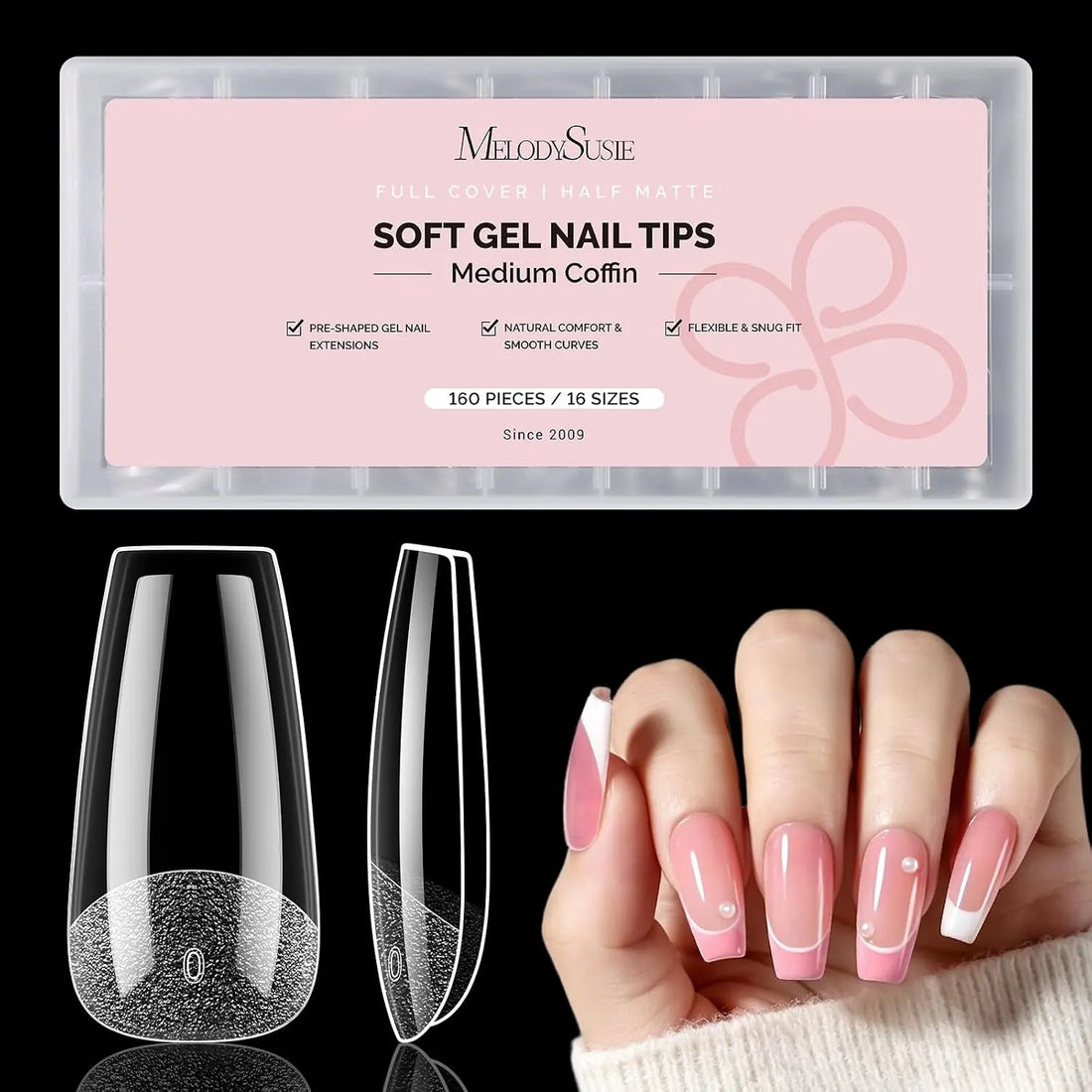 MelodySusie Clear Nail Tips - 160Pcs