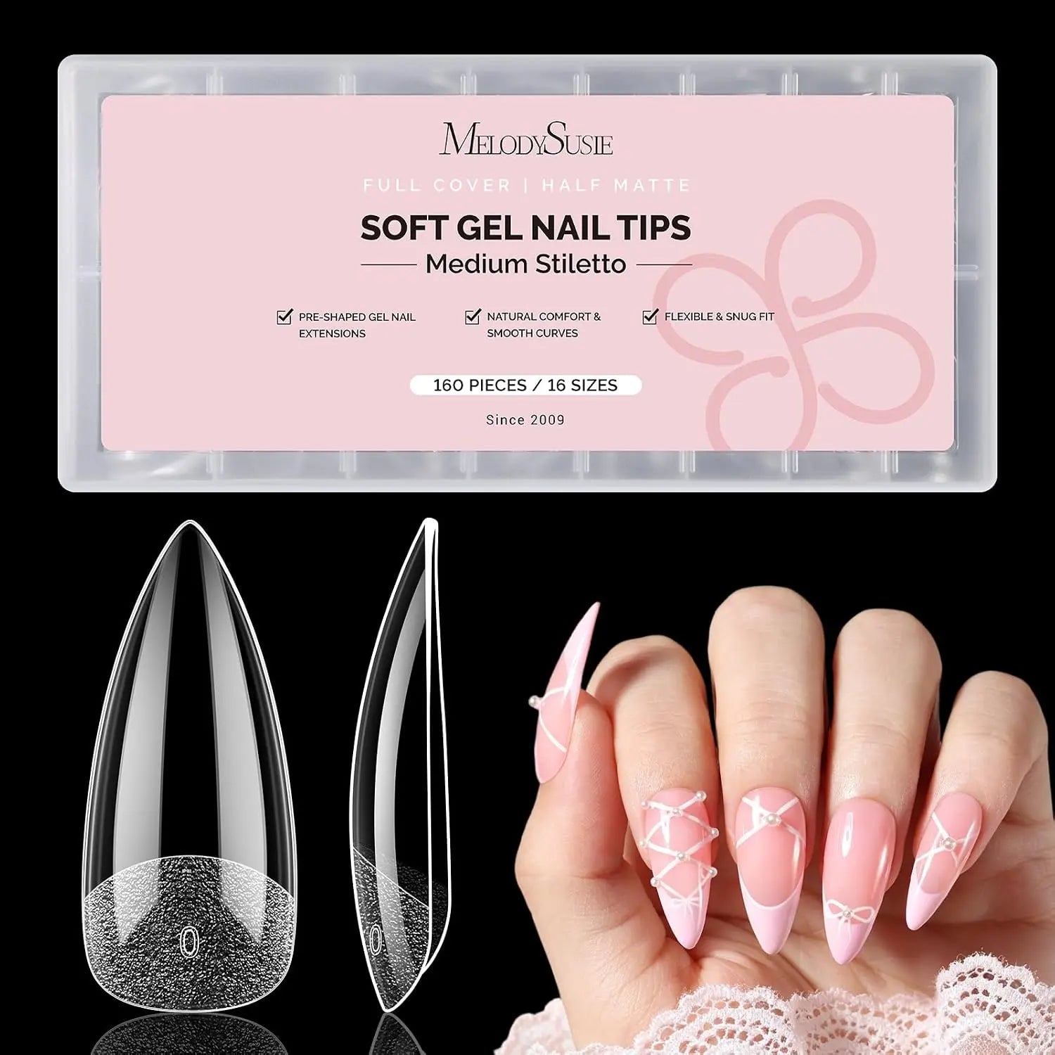 MelodySusie Clear Nail Tips - 160Pcs