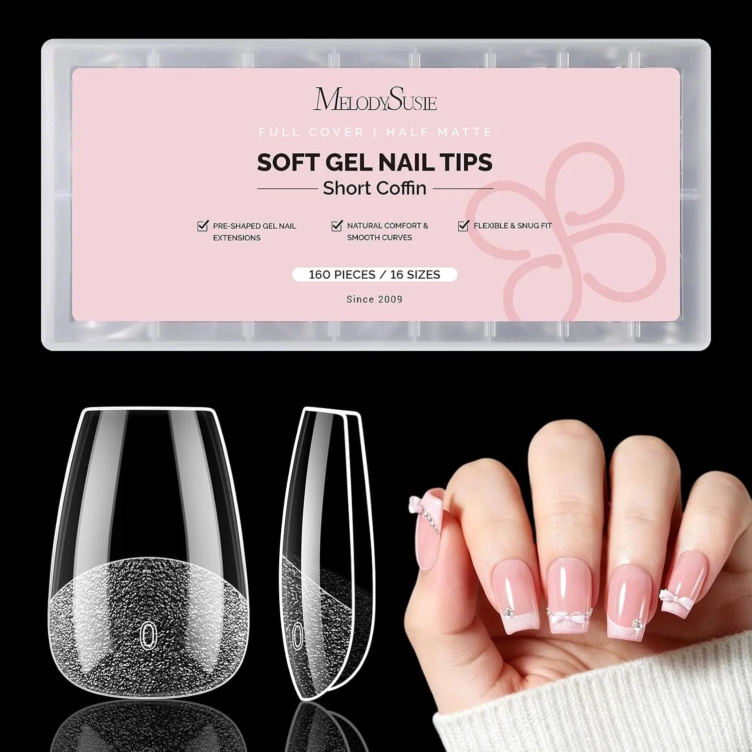 MelodySusie Clear Nail Tips - 160Pcs