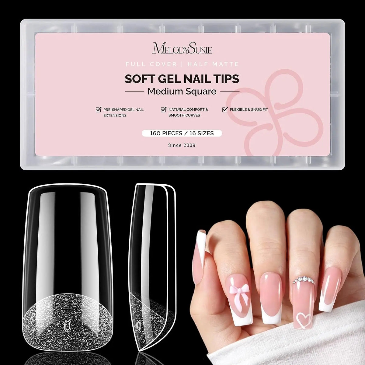 MelodySusie Clear Nail Tips - 160Pcs