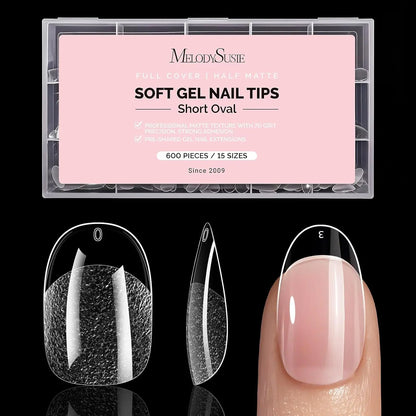 MelodySusie Clear Acrylic, Half Matte Press on Nail and Toenail Tips - 600Pcs