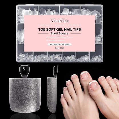 MelodySusie Clear Acrylic, Half Matte Press on Nail and Toenail Tips - 600Pcs