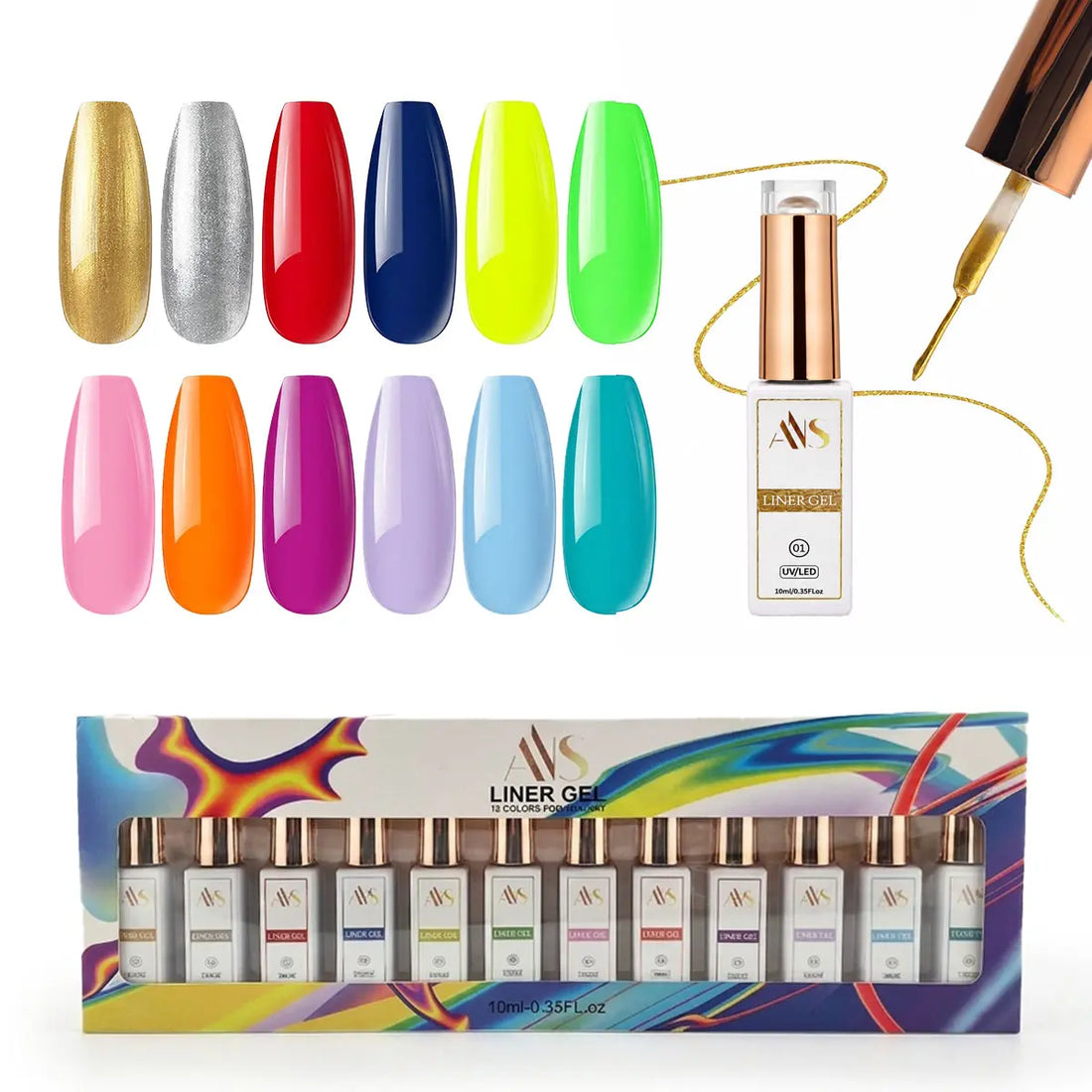 ANS Liner Gel Solid Set of 12 Colors