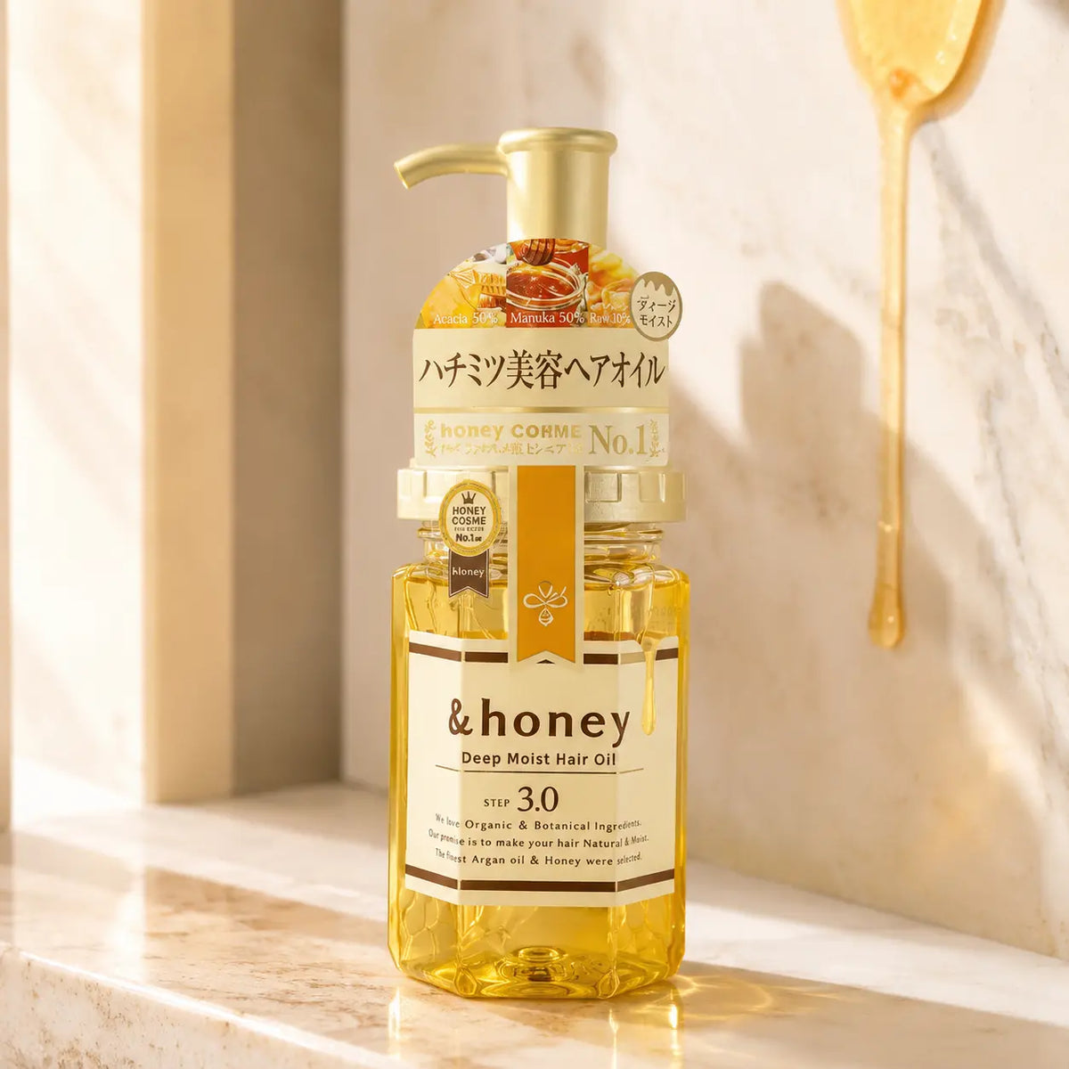 &amp;honey Deep Moist Hair Oil – Bulgarian Damask Rose Honey 100ml / 3.4 fl oz