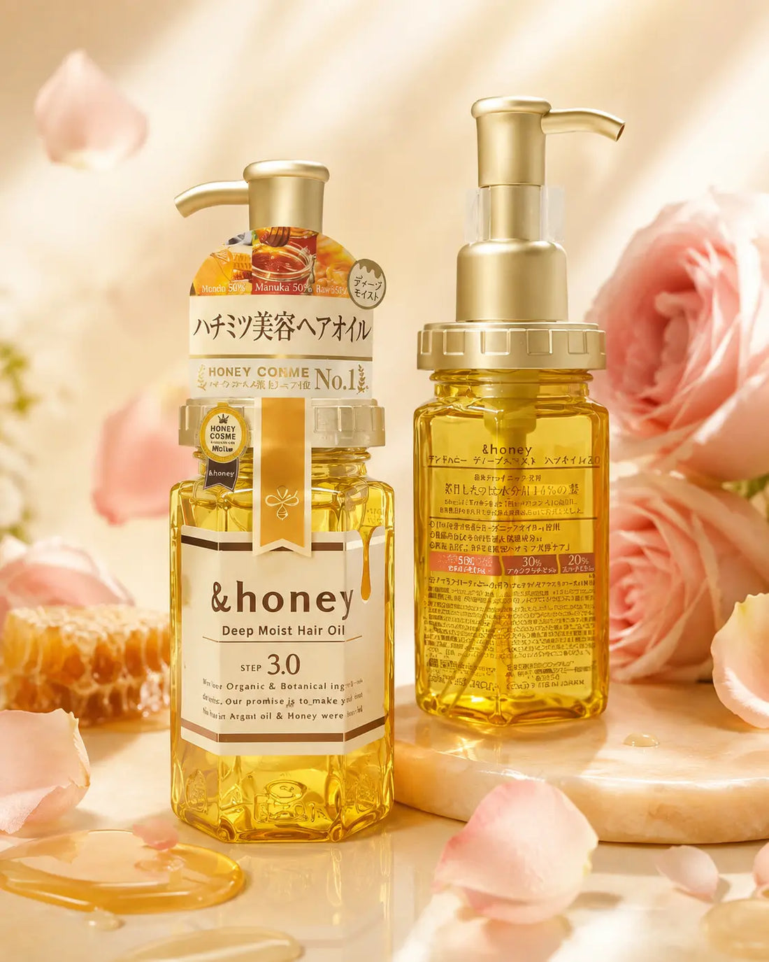 &amp;honey Deep Moist Hair Oil – Bulgarian Damask Rose Honey 100ml / 3.4 fl oz
