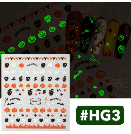 Halloween Glow in Dark Nail Stickers Set of 4