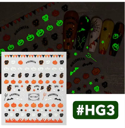 Halloween Glow in Dark Nail Stickers Set of 4