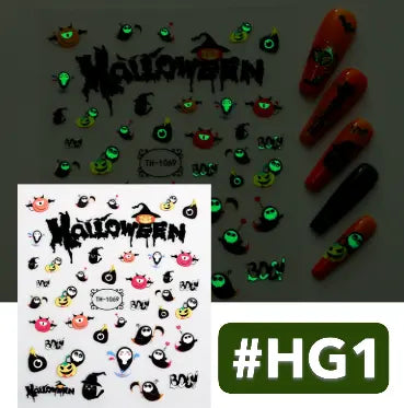 Halloween Glow in Dark Nail Stickers Set of 4