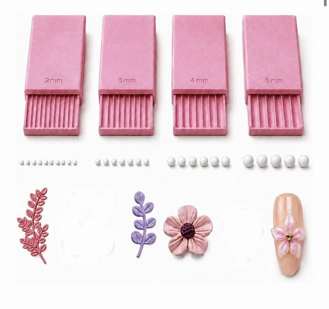 4-Piece 3D Nail Art Gel Ball Maker Tool - Pink