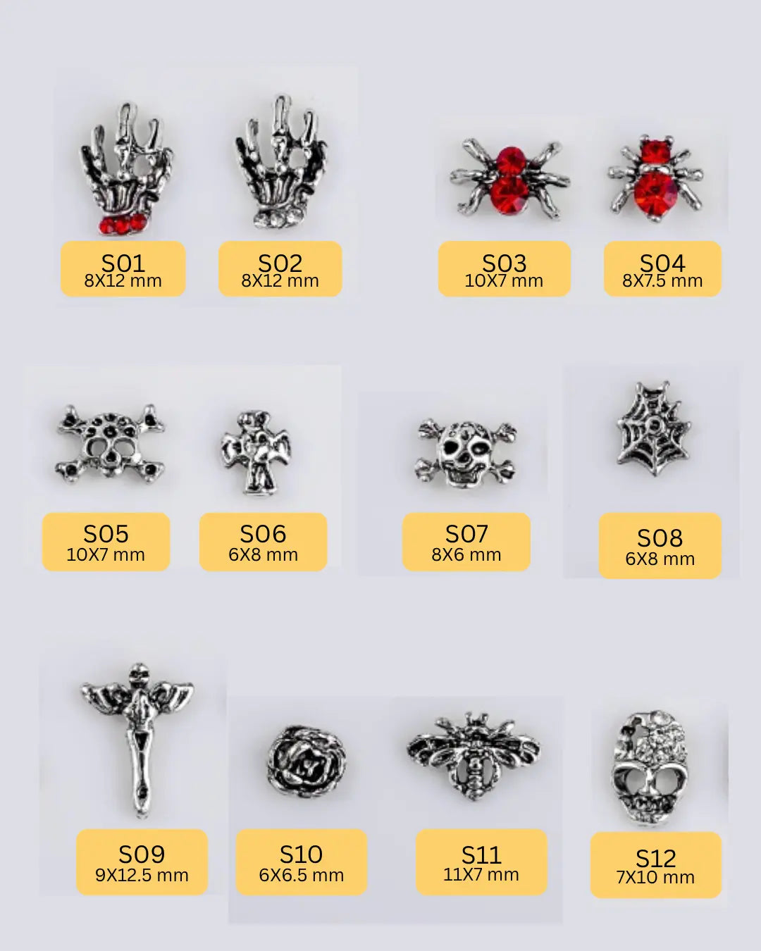 Halloween Metal Nail Charms Design Silver &amp; Gold in many styles (10pcs/bag)