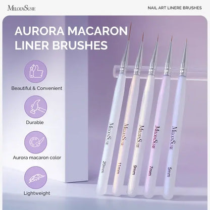 5Pcs Nail Art Liner Brushes - Sizes 5/7/9/11/20mm