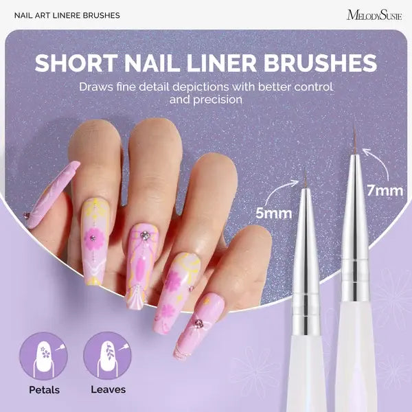 5Pcs Nail Art Liner Brushes - Sizes 5/7/9/11/20mm