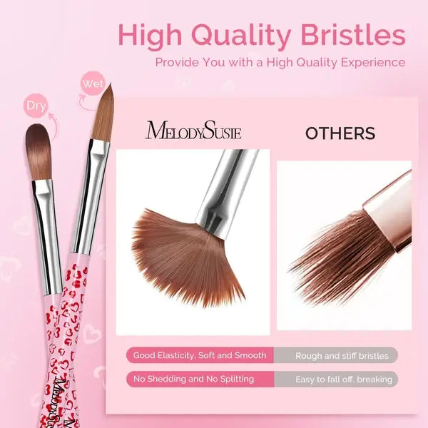 3Pcs Acrylic Nail Brush Set - Pink