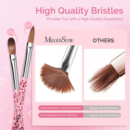 3Pcs Acrylic Nail Brush Set - Pink