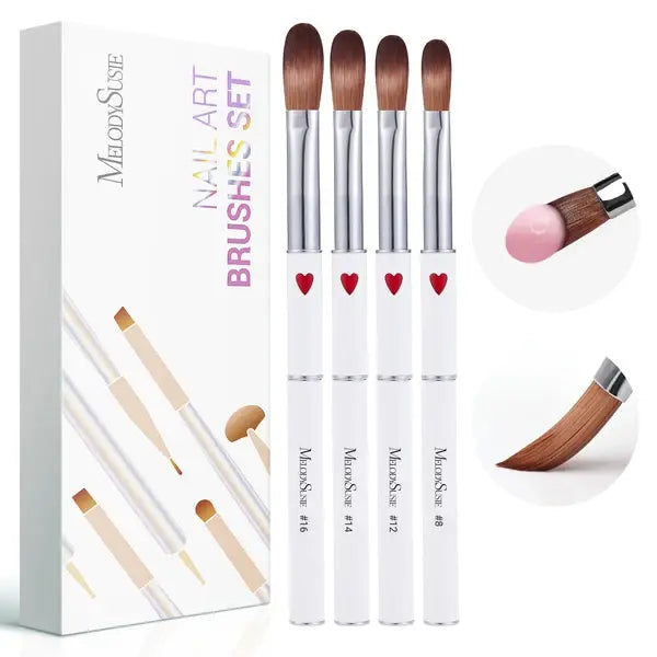 Acrylic Nail Brush Set (4Pcs) - White