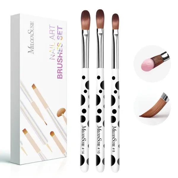 Acrylic Nail Brush Set (3Pcs) - White