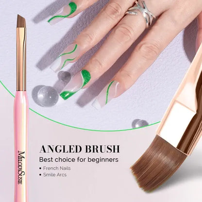 Nail Art Brushes Set 3Pcs-Flat/Oval/Angled