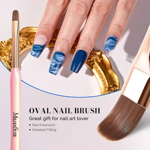 Nail Art Brushes Set 3Pcs-Flat/Oval/Angled