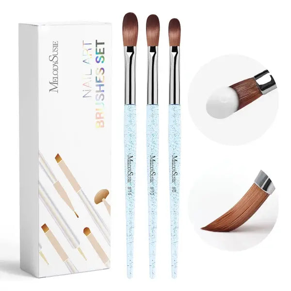 Acrylic Nail Brush Set (3Pcs) - Blue