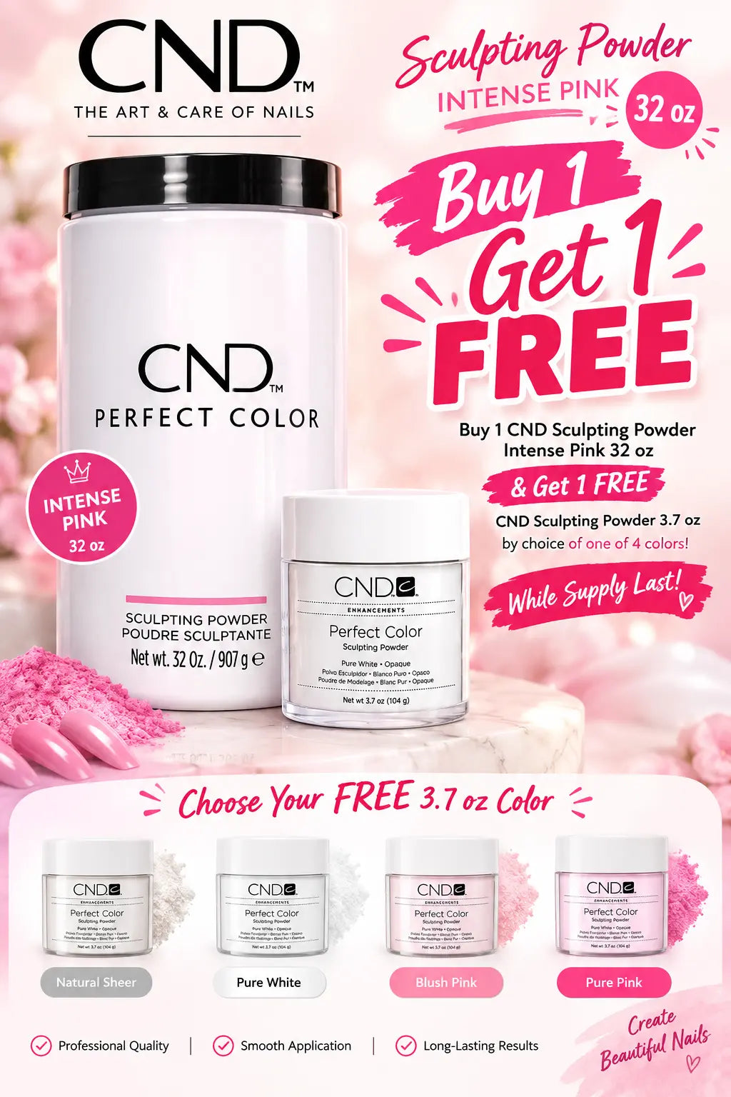 *Special Deal* CND Sculpting Powder Intense Pink 32oz + FREE Powder 3.7oz