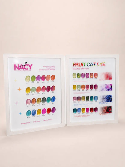 Nacy Fruit Cat Eye 24 Colors Gel 0.5oz Set / Free 1 Color Chart Display