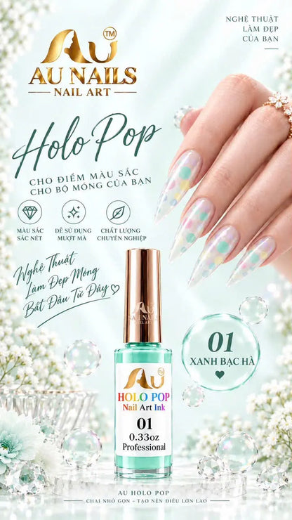 AU Holo Pop Nail Art Ink 01 – Mint Green 0.33oz