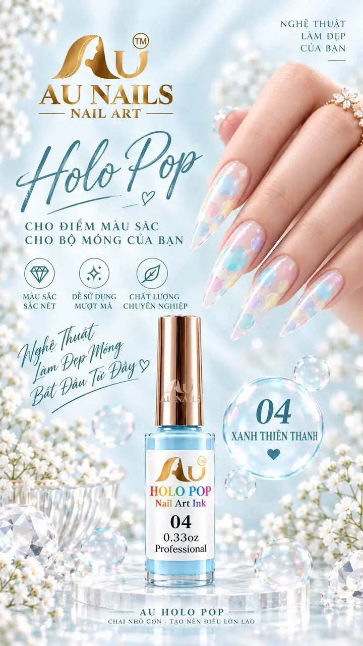 AU Holo Pop Nail Art Ink 04 – Sky Blue 0.33oz