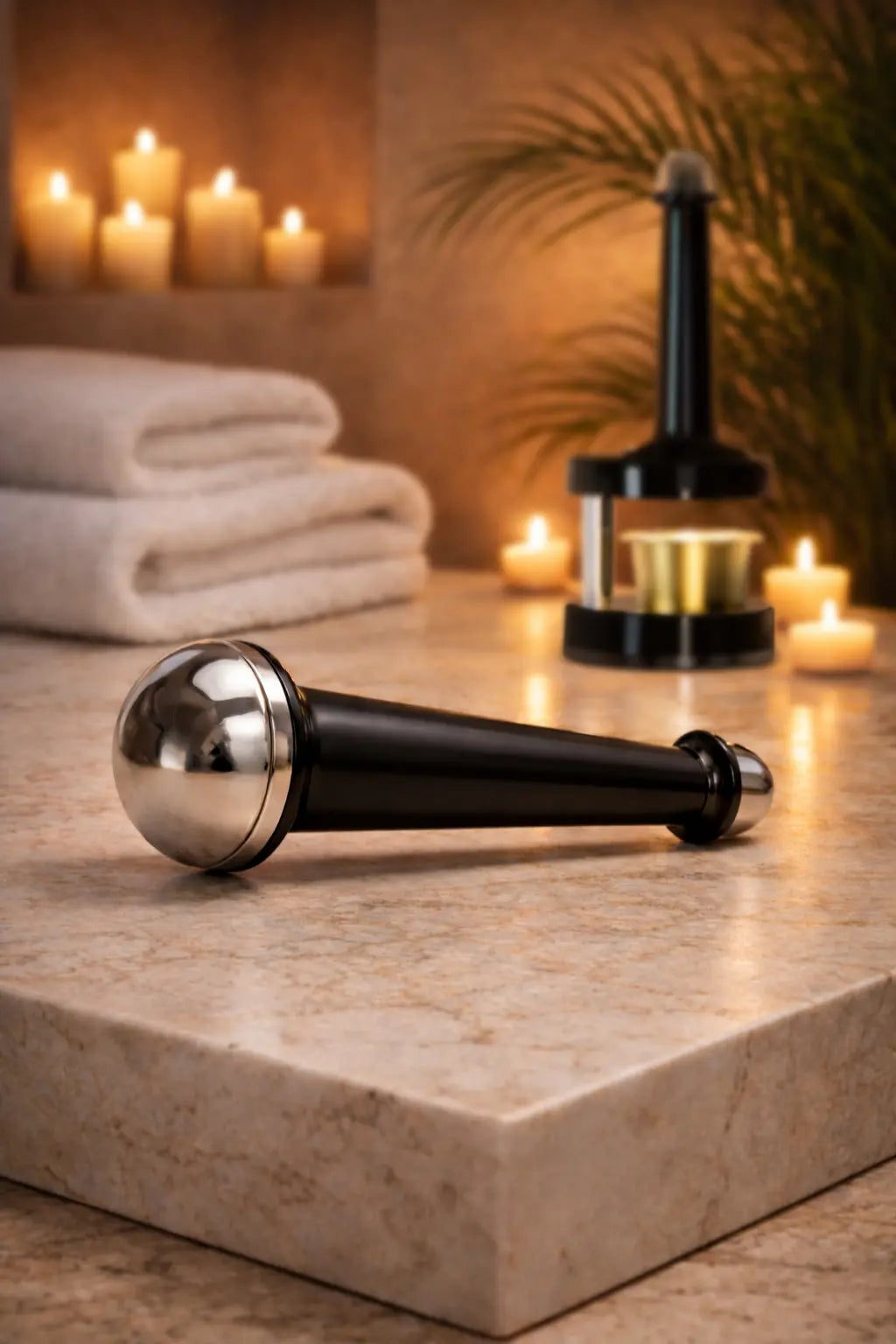 MediWaxx™ Kansa Wand | Stainless Steel Spa Massage Tool with Holder